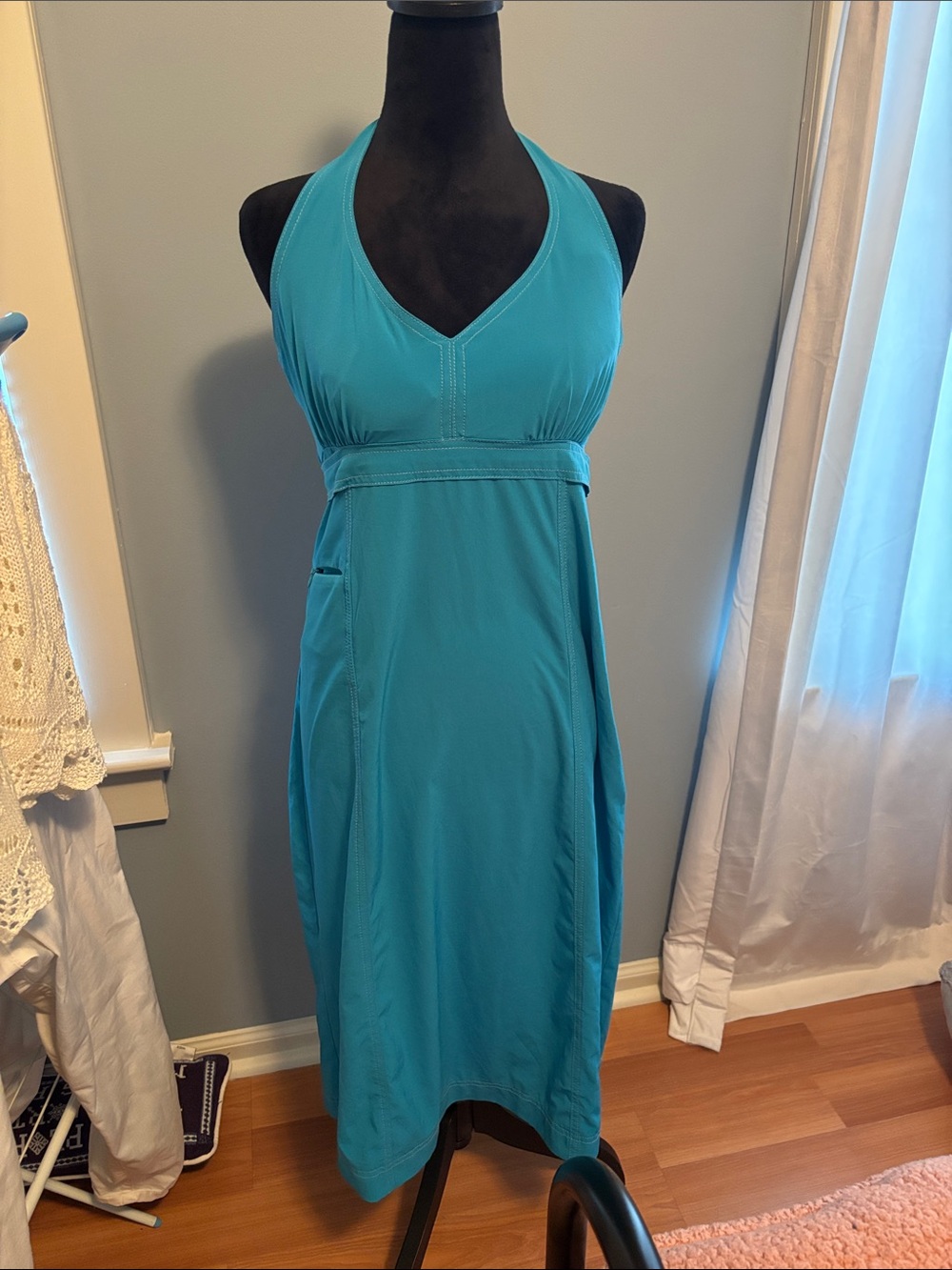 Athleta Pack Everywhete Turquoise Halter Midi Dress